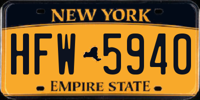 NY license plate HFW5940