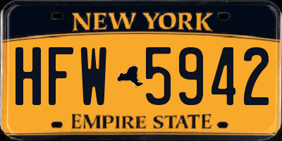 NY license plate HFW5942
