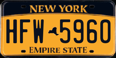 NY license plate HFW5960