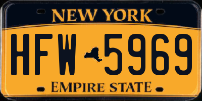 NY license plate HFW5969