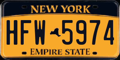 NY license plate HFW5974