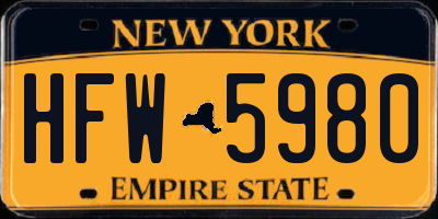 NY license plate HFW5980