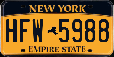 NY license plate HFW5988