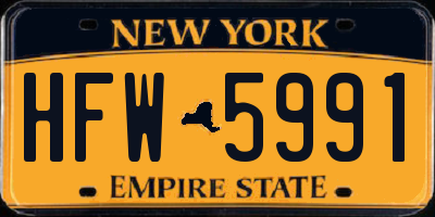 NY license plate HFW5991