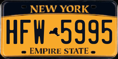 NY license plate HFW5995