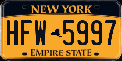NY license plate HFW5997
