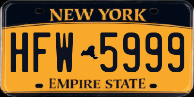 NY license plate HFW5999