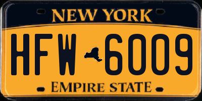 NY license plate HFW6009
