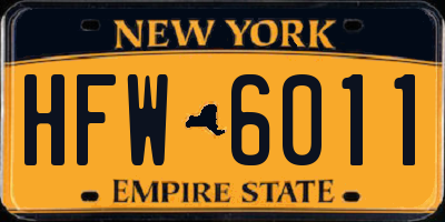 NY license plate HFW6011