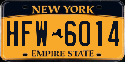 NY license plate HFW6014