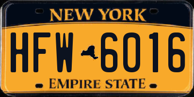 NY license plate HFW6016