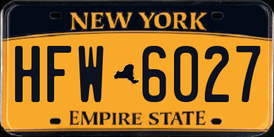 NY license plate HFW6027