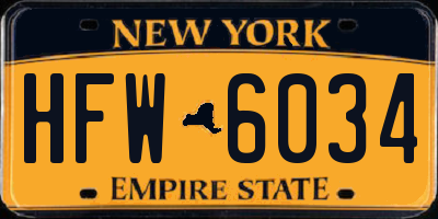 NY license plate HFW6034