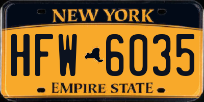 NY license plate HFW6035