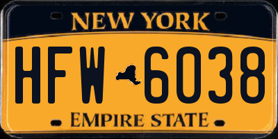 NY license plate HFW6038