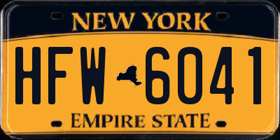 NY license plate HFW6041