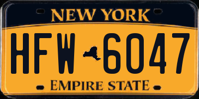 NY license plate HFW6047