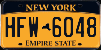 NY license plate HFW6048