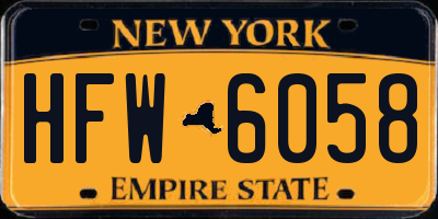 NY license plate HFW6058