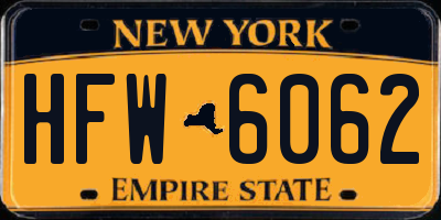 NY license plate HFW6062
