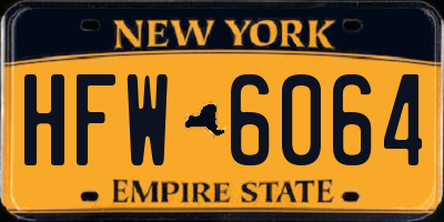 NY license plate HFW6064