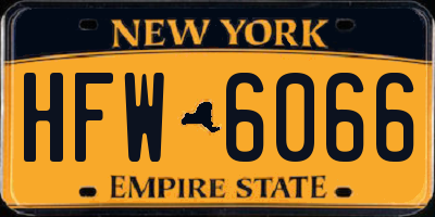 NY license plate HFW6066