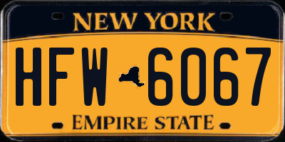NY license plate HFW6067
