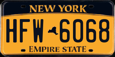 NY license plate HFW6068