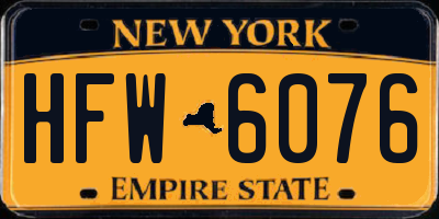 NY license plate HFW6076