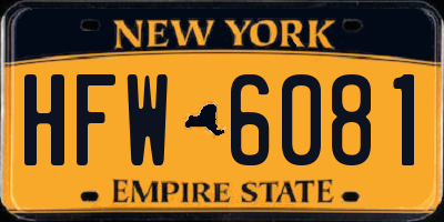 NY license plate HFW6081