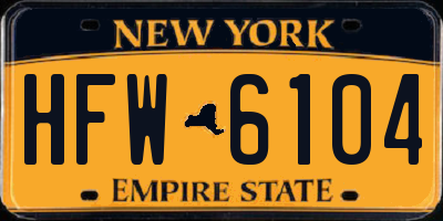 NY license plate HFW6104