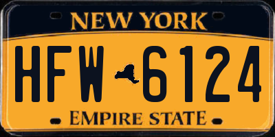 NY license plate HFW6124