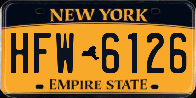 NY license plate HFW6126