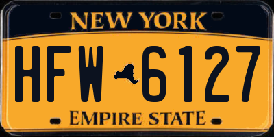 NY license plate HFW6127