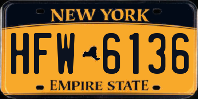 NY license plate HFW6136