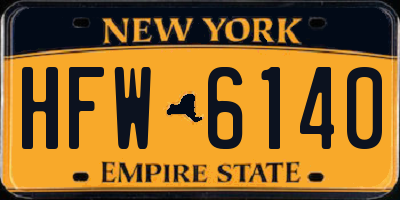 NY license plate HFW6140