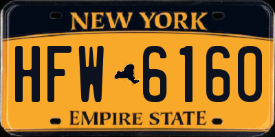 NY license plate HFW6160