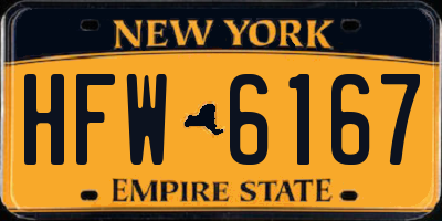 NY license plate HFW6167