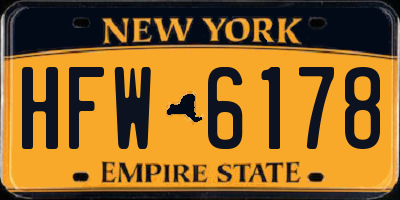 NY license plate HFW6178