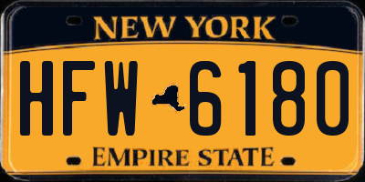 NY license plate HFW6180