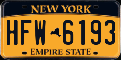 NY license plate HFW6193