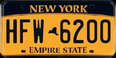 NY license plate HFW6200