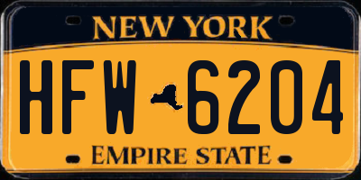NY license plate HFW6204