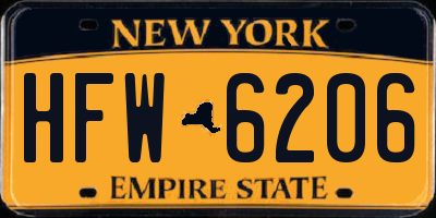 NY license plate HFW6206