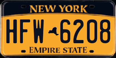 NY license plate HFW6208