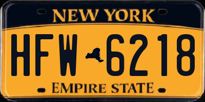 NY license plate HFW6218