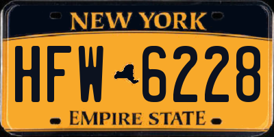 NY license plate HFW6228