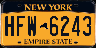 NY license plate HFW6243