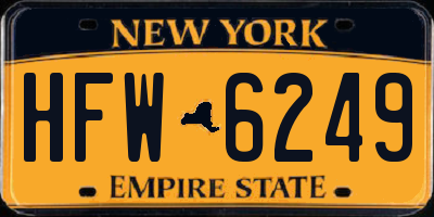 NY license plate HFW6249