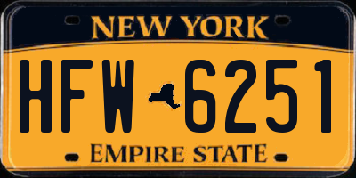 NY license plate HFW6251